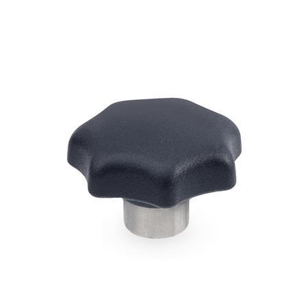 Otto Ganter Star Knob Technopolymer with Protruding Stainless Steel Bushing, GN 6336.2